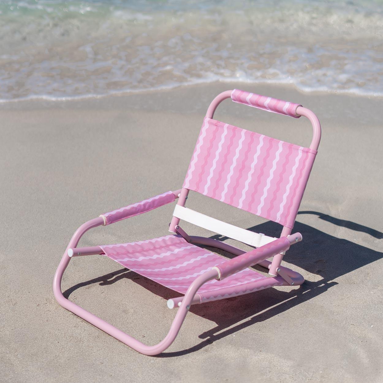Flamingueo silla playa baja plegable aluminio poliéster rosa 7/7