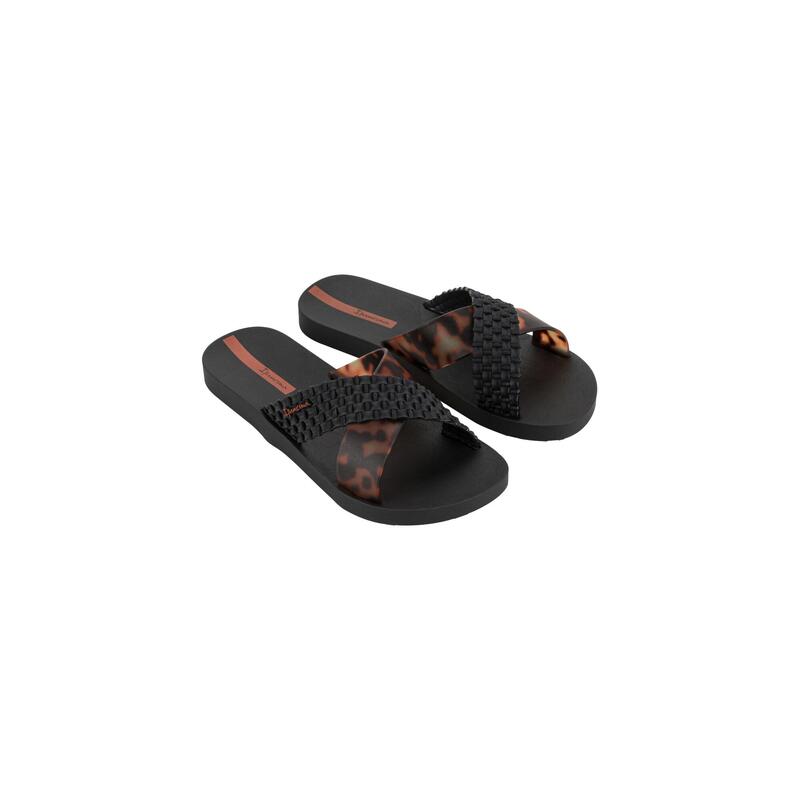 Șlapi de damă Ipanema Sense Slide negri cu curele împletite