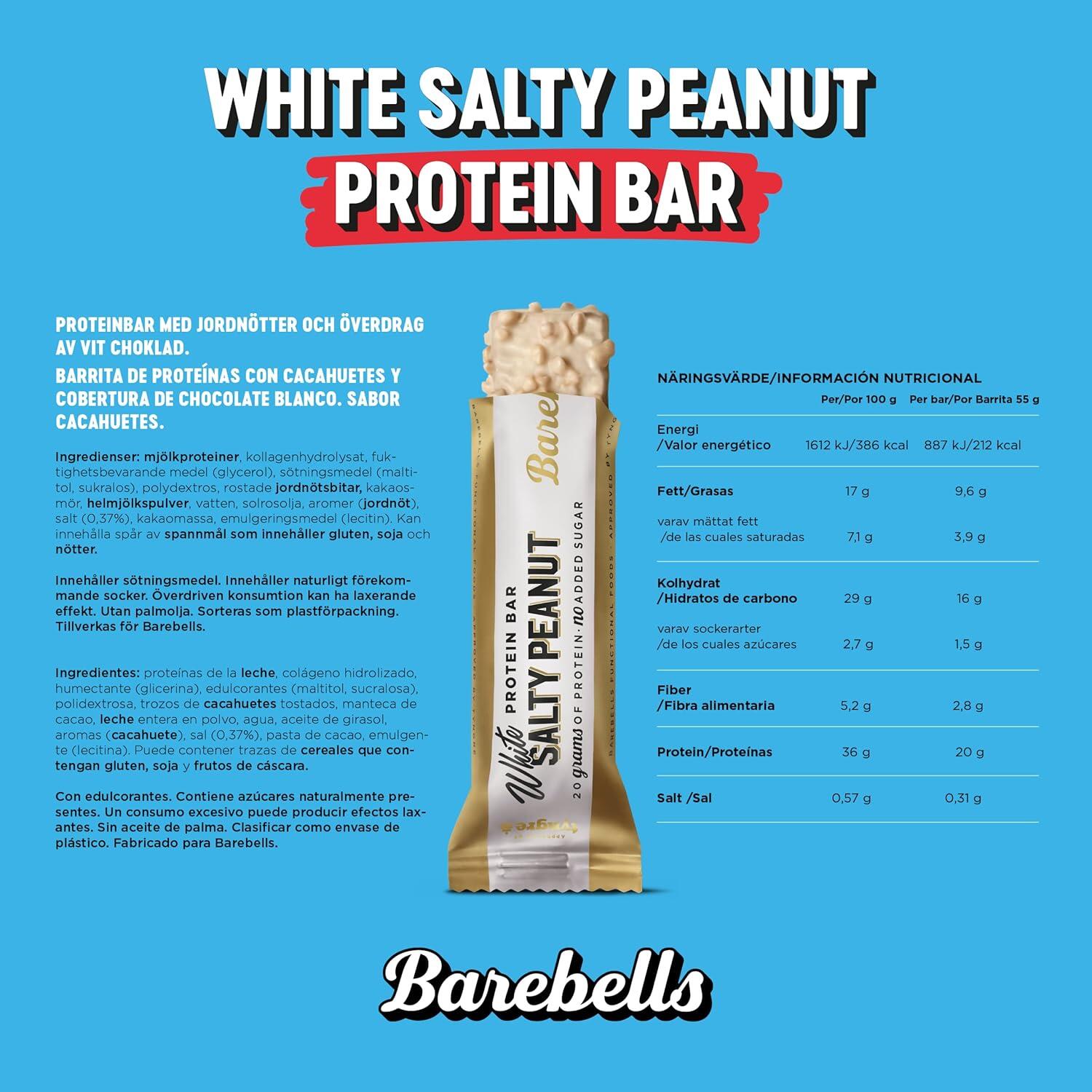 Barritas de Proteína White Salty Peanut (12x55g) Barebells 3/3
