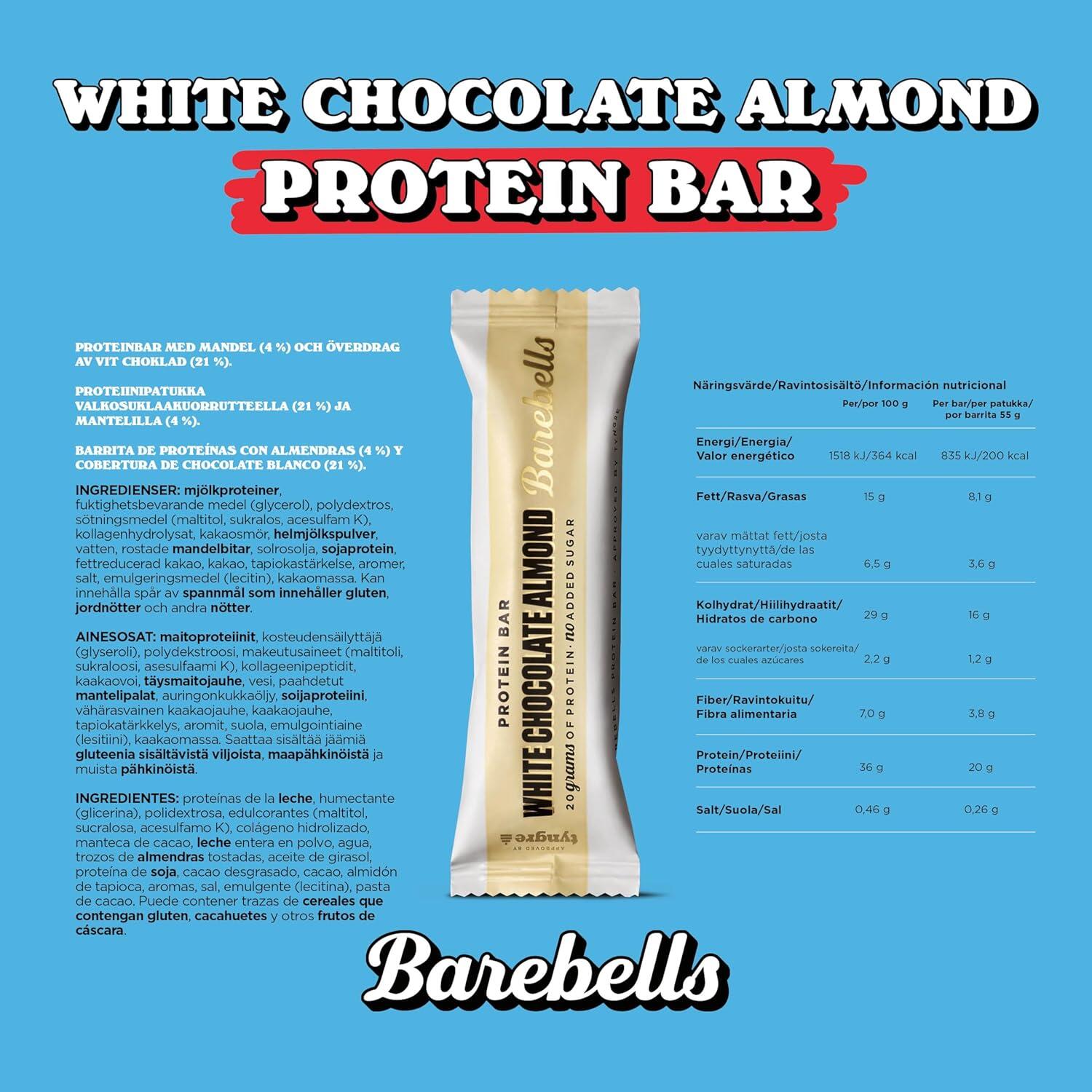 Barrita Proteina Original Bar White Chocolate Almond Barebells 4/4