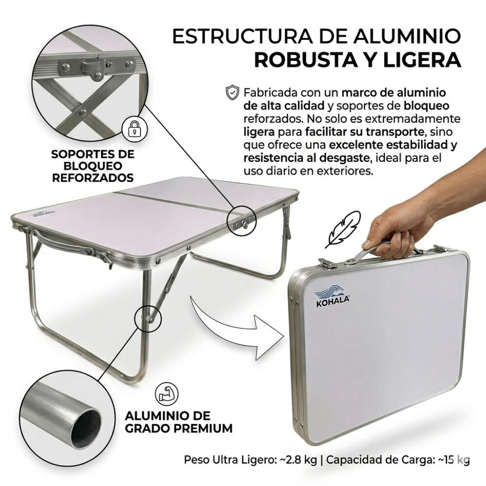 Devessport - Mesa Plegable de Camping y Playa, 60x40x25 cm 3/7