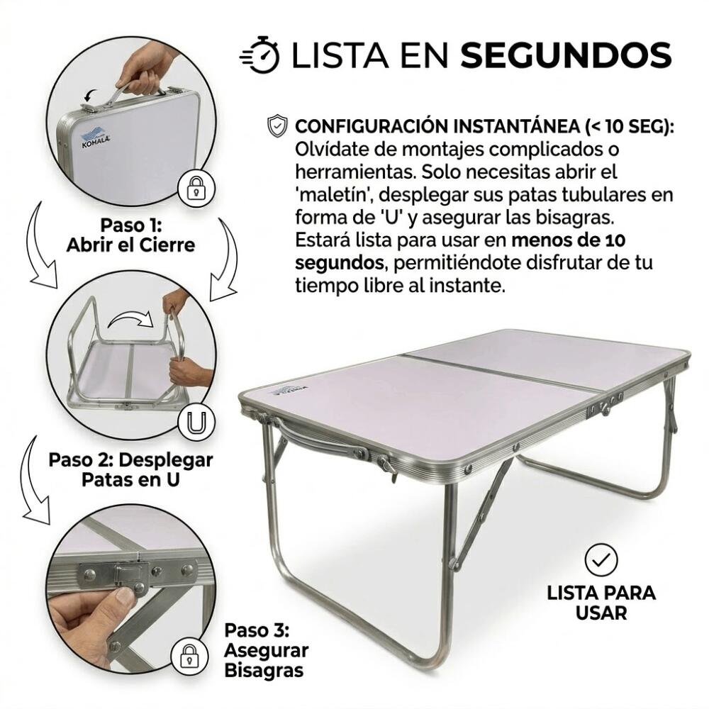 Devessport - Mesa Plegable de Camping y Playa, 60x40x25 cm 2/7