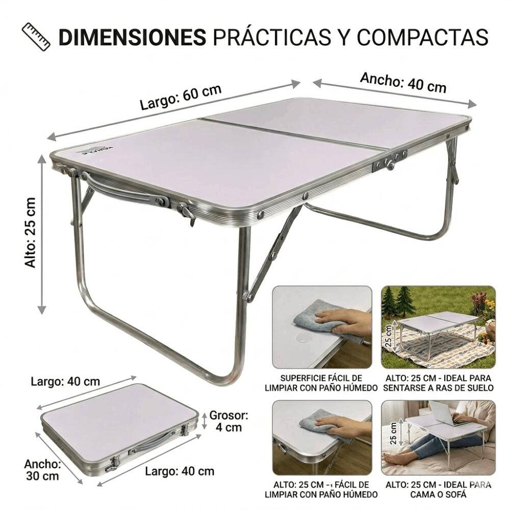Devessport - Mesa Plegable de Camping y Playa, 60x40x25 cm 6/7