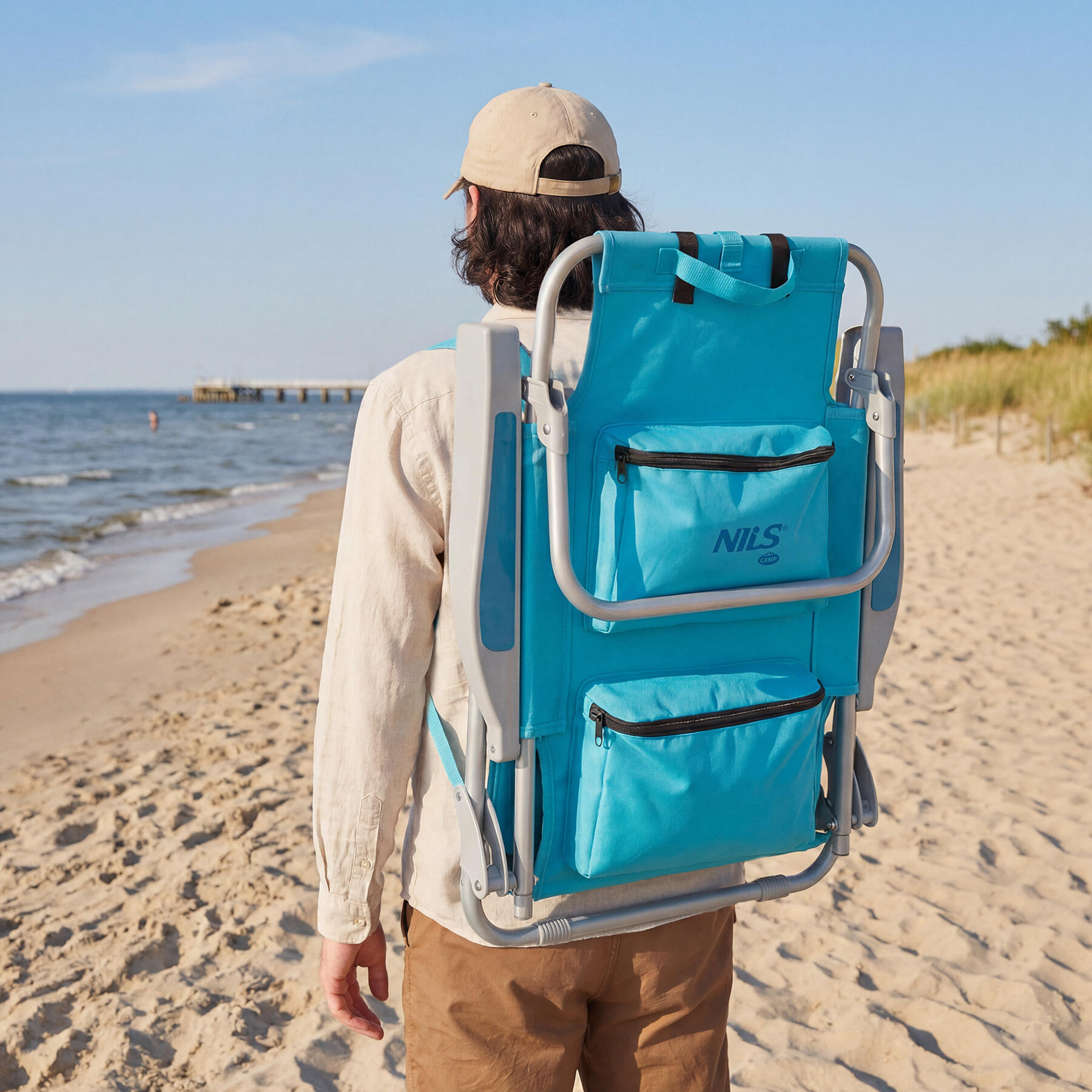 3-in-1 faltbarer Strandstuhl NC3308 Nils Camp für Strand  mit Rucksackfunktion 3/7