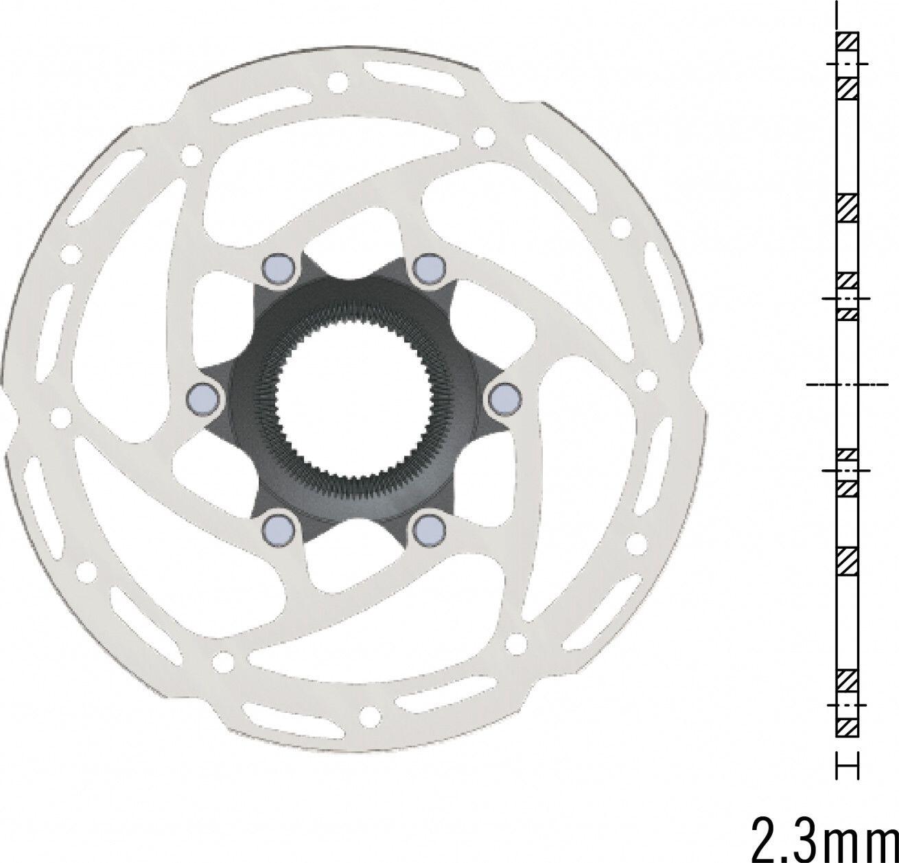 Tektro TR203-45 203 x 2,3 mm Centerlock tarcza hamulcowa, srebrna