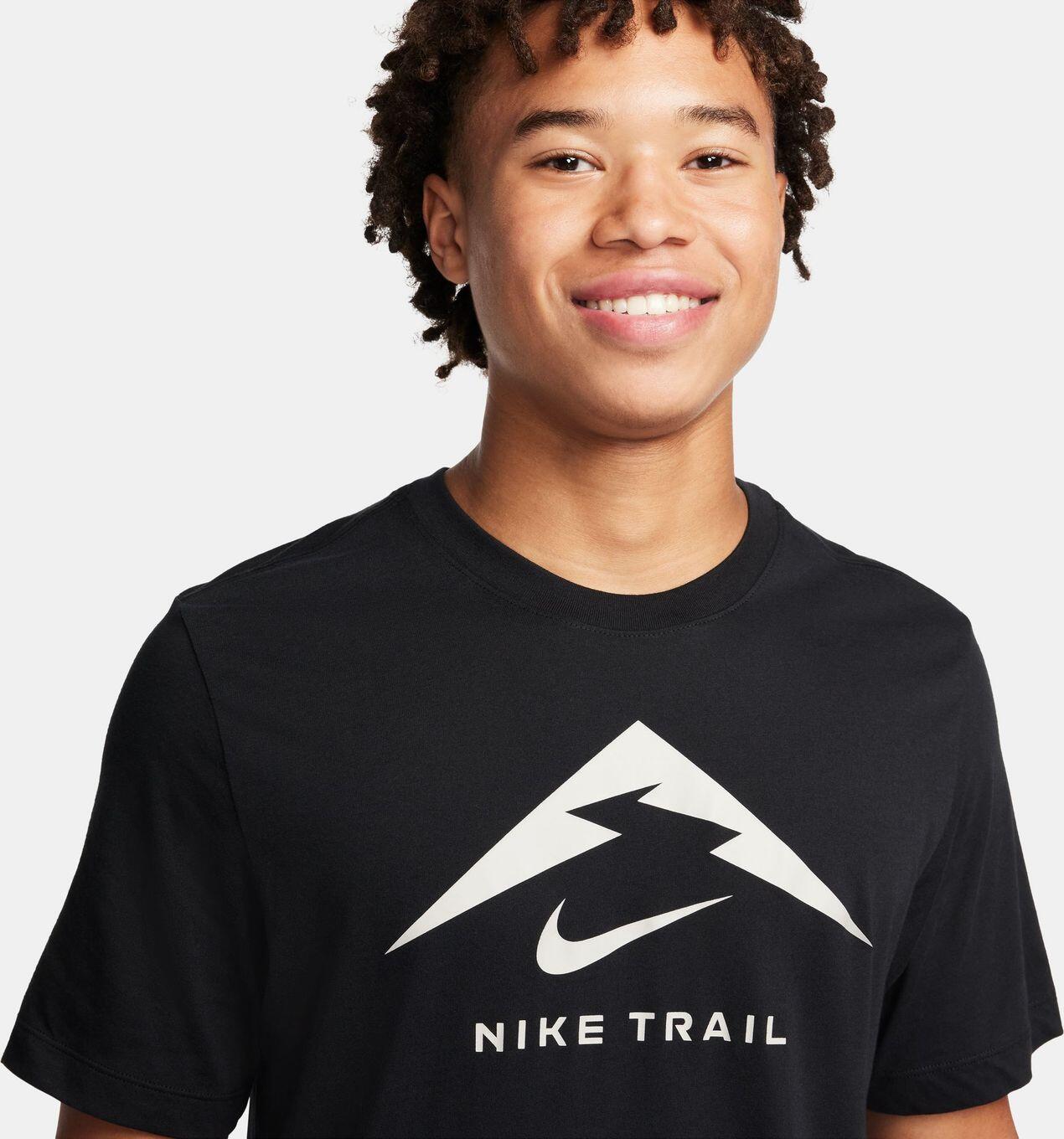 T-Shirt Running Nike Dri-Fit Trail logo Noir Homme 3/4