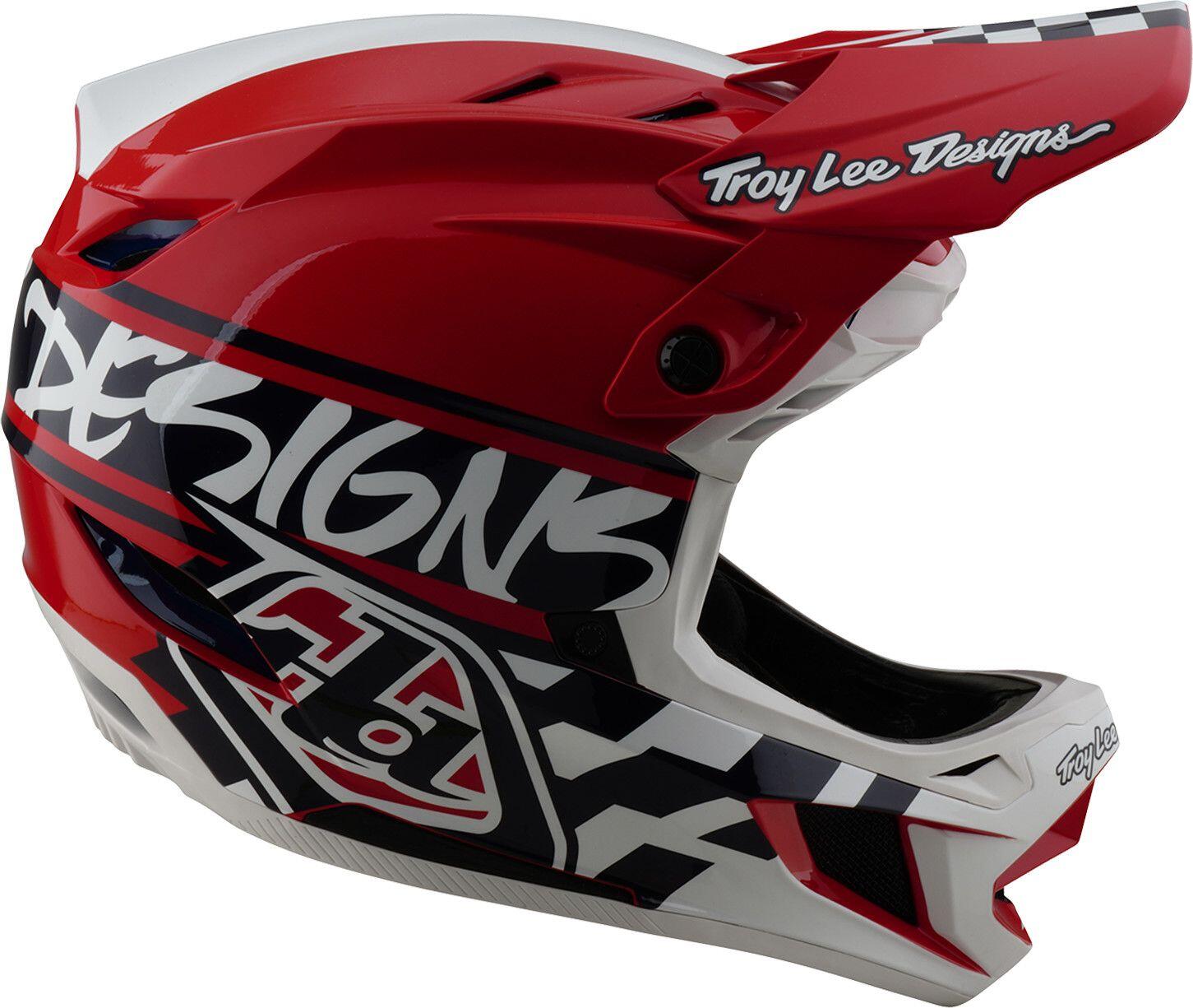 Troy Lee Designs D4 Polyacrylite Mips Integrale Helm Wit/Rood 5/7