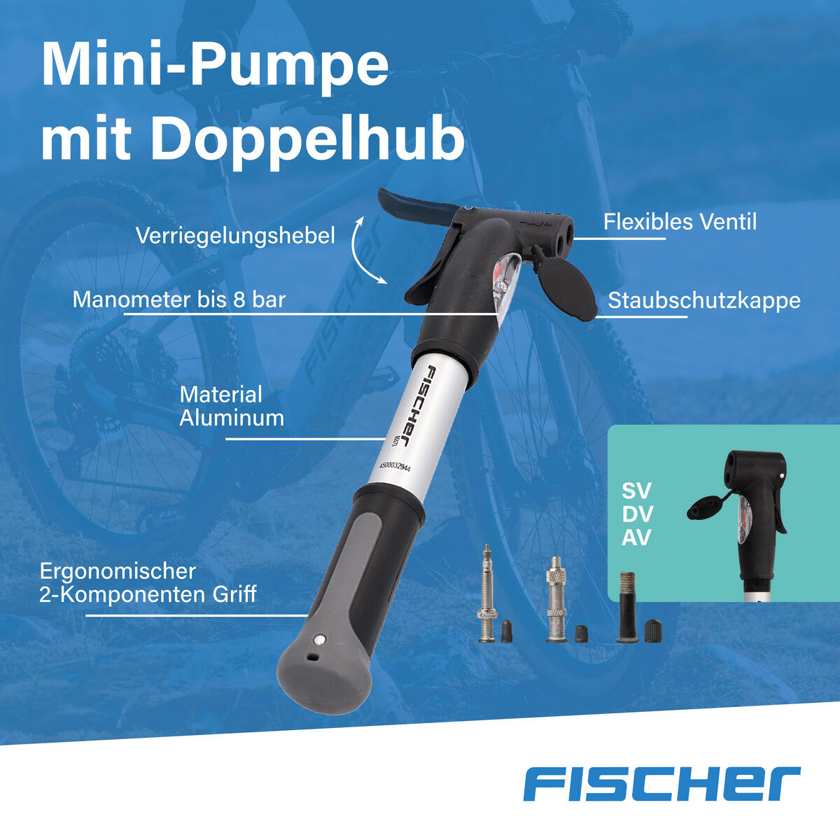 Mini pompe aluminium, double levée Fischer 6/7