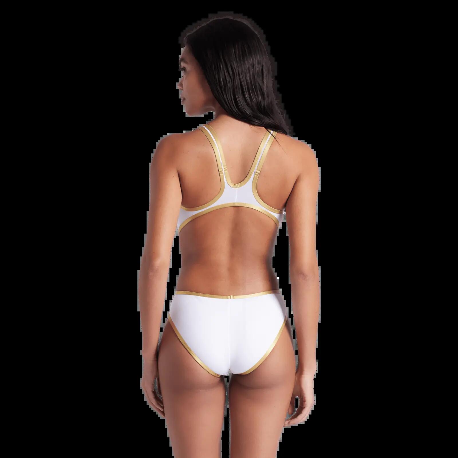 Maillot de Bain 1 Pièce Femme Arena One Big Logo Blanc Or 6/7