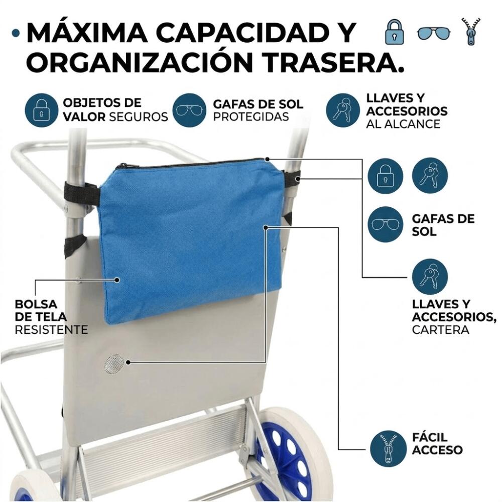 DEVESSPORT Carro de Playa Multifuncion Convertible en Mesa Plegable 3/8