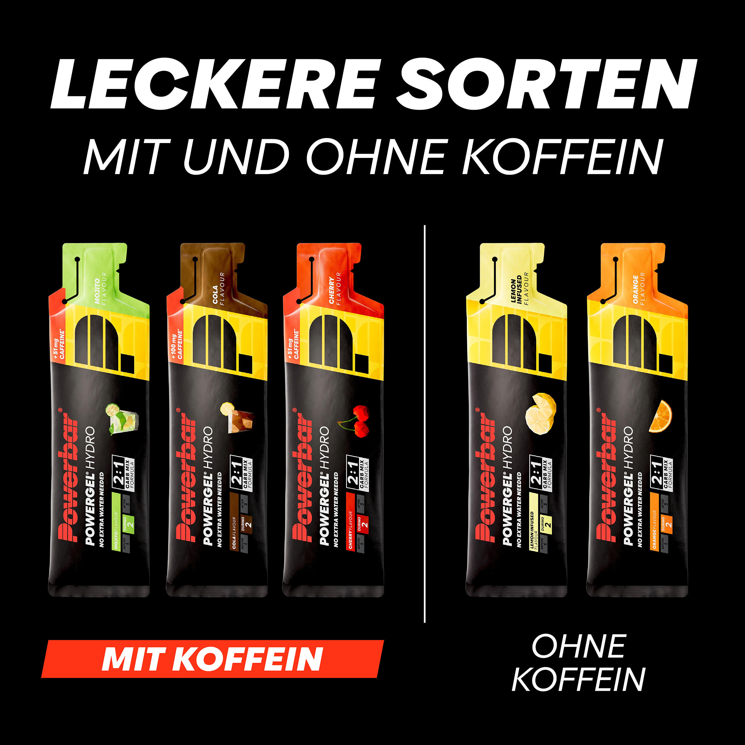 PowerGel Hydro Cola 9x67ml High Carb Energie Gel Natrium 100mg Koffein 2/5