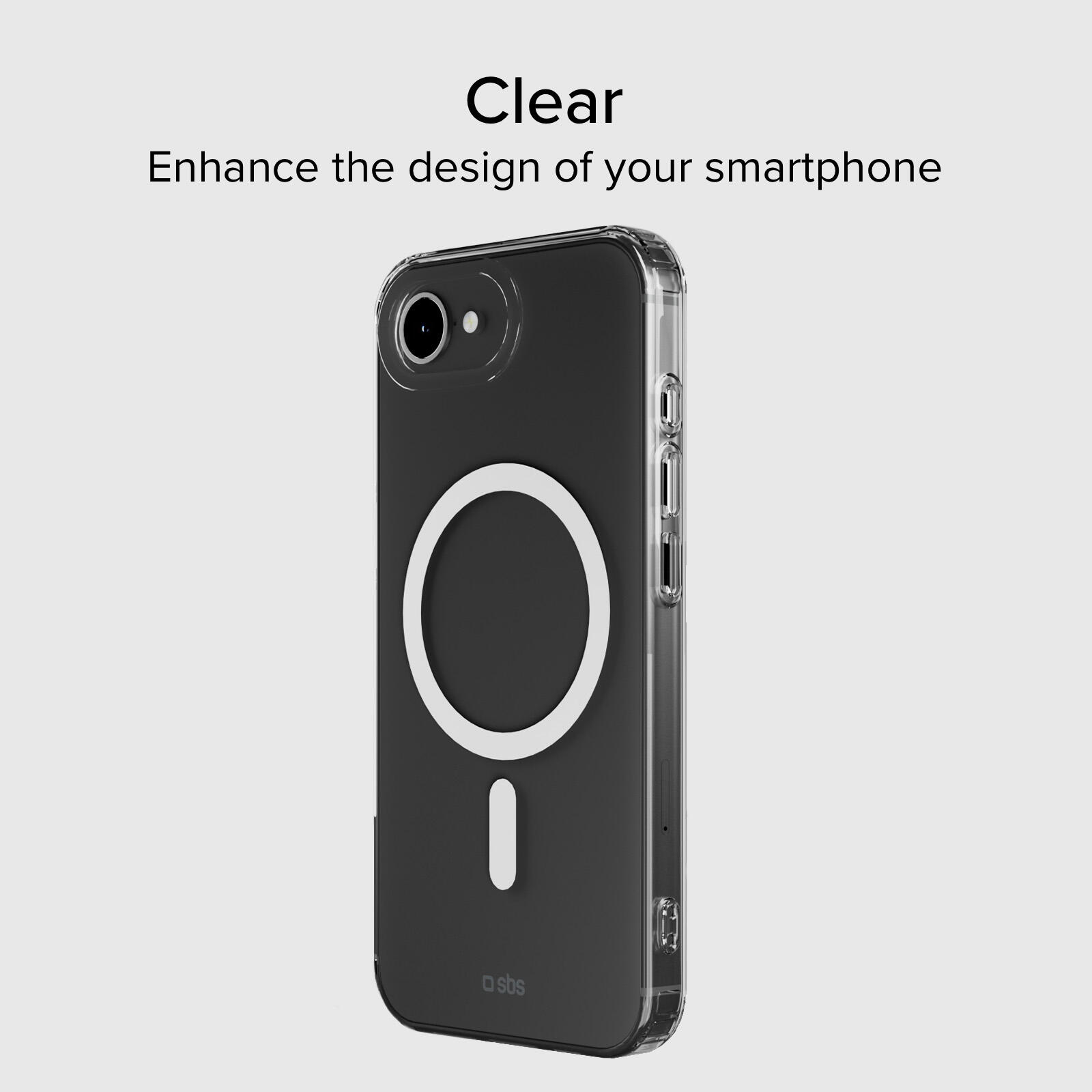 Coque transparente rigide, compatible recharge MagSafe pour iPhone 17e/16e 2/7