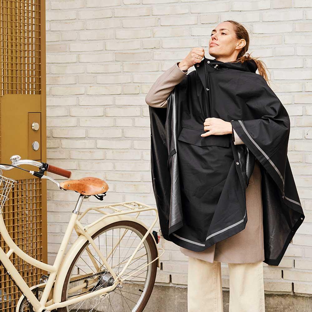 Weathergoods Sweden Imbris poncho impermeabile nero M 3/7
