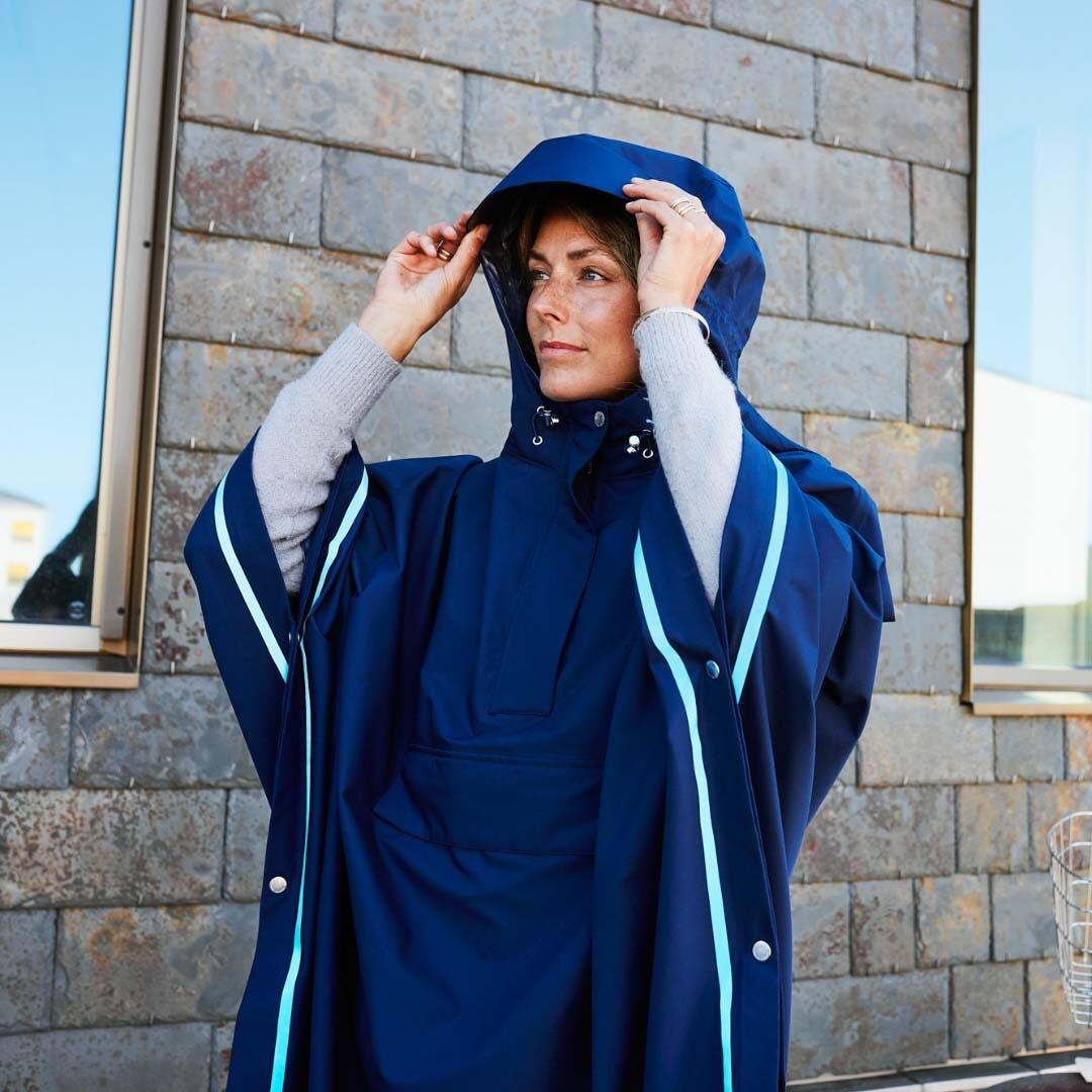 Weathergoods Sweden Poncho Imbris impermeabile blu L 3/7