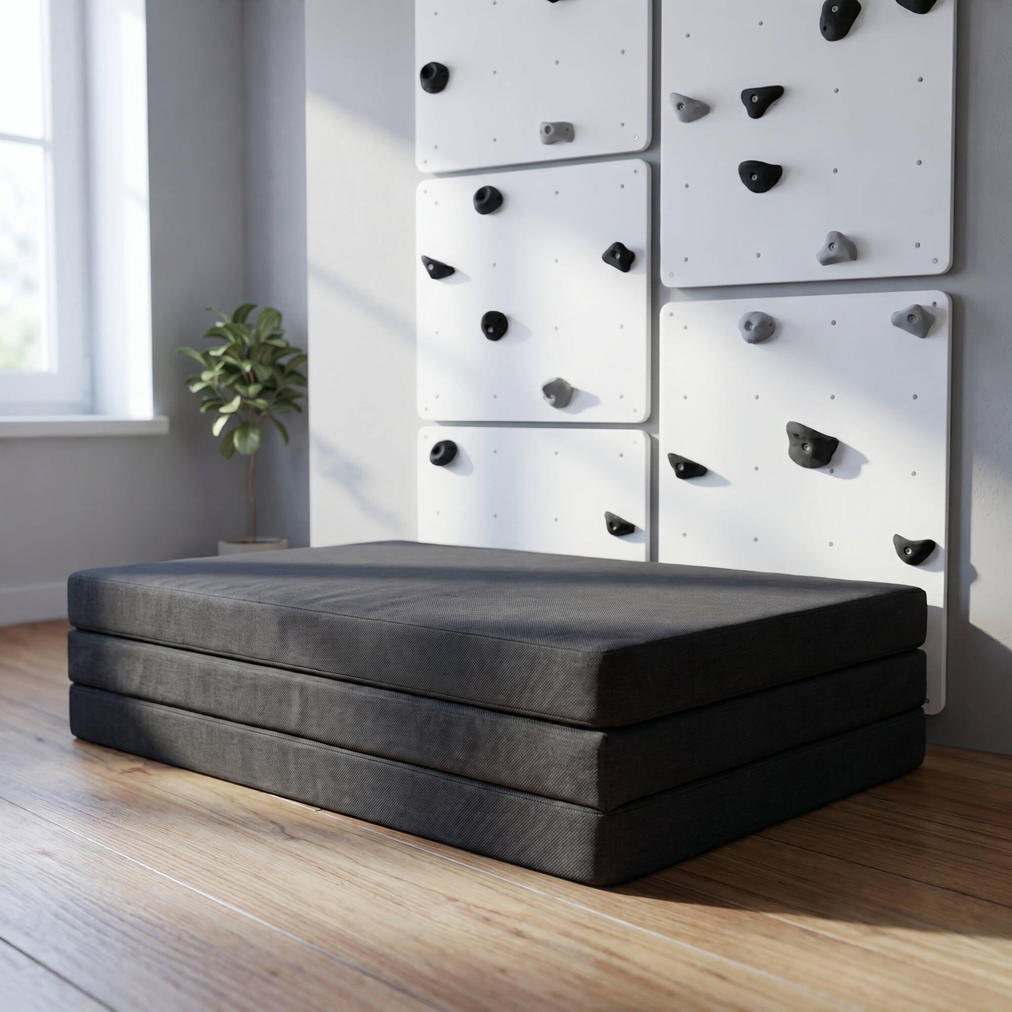 Tapis de gymnastique enfant fitness pliable 3 sections 150x50x5cm Graphite 2/4