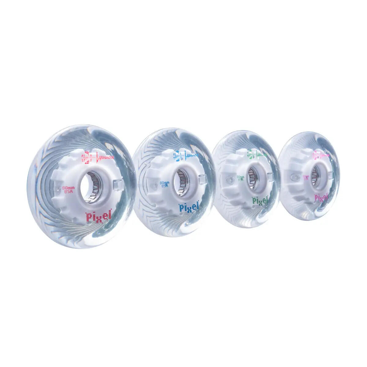 Zestaw 4 kółek do rolek Luminous 80mm/85A Pixel Clear Vortex Red LED 3/4