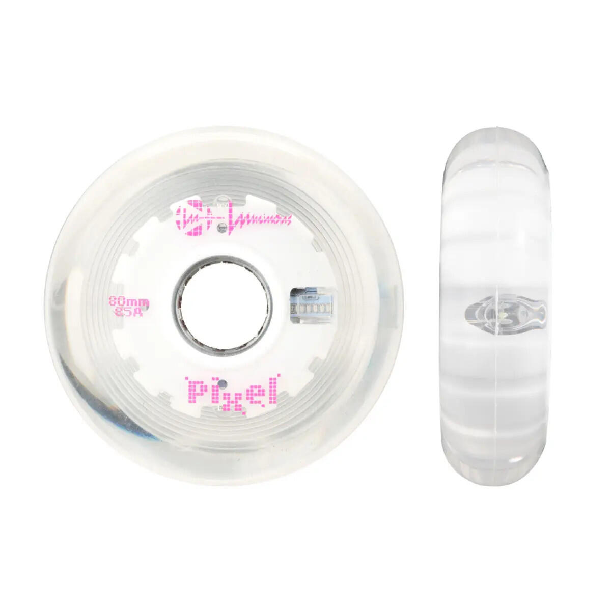 Zestaw 4 kółek do rolek Luminous 80mm/85A Pixel Clear Rosette Purple LED 4/4
