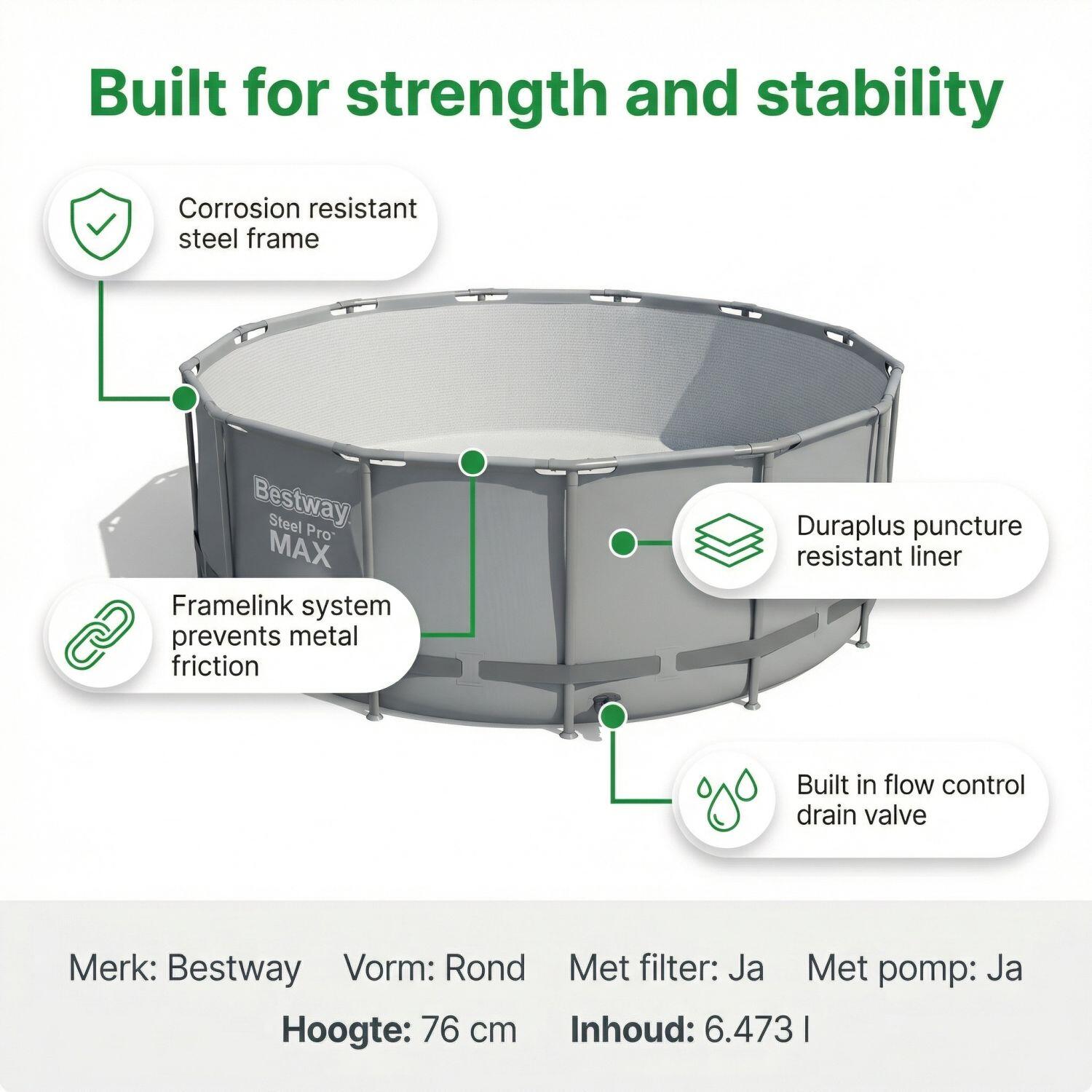 Bestway Steel Pro MAX Rund - 366x76 cm - 7-teilig  S282 6/7