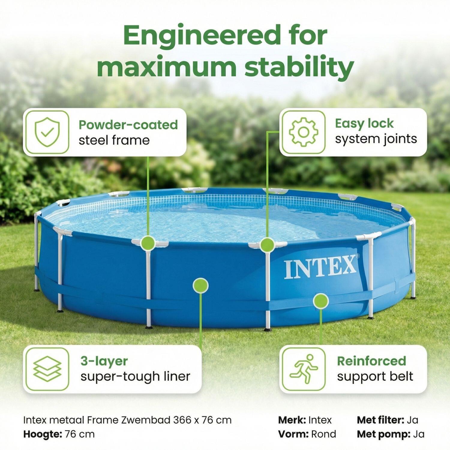 Frame Pool Rund - 366x76 cm - 7-teilig  S322 6/7