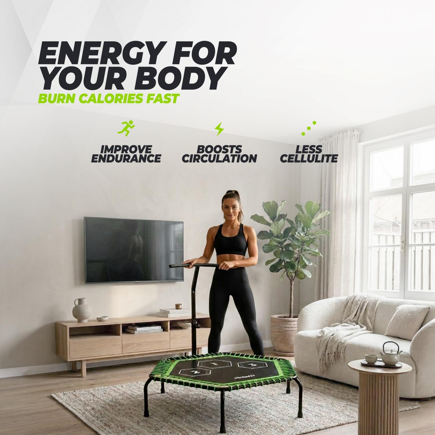 Fitness Trampoline Pro met Handvat - Zwart - 127 cm 2/7