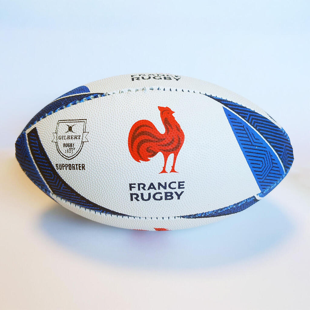 Gilbert Mini Supporter France Rugby Ball White and Blue