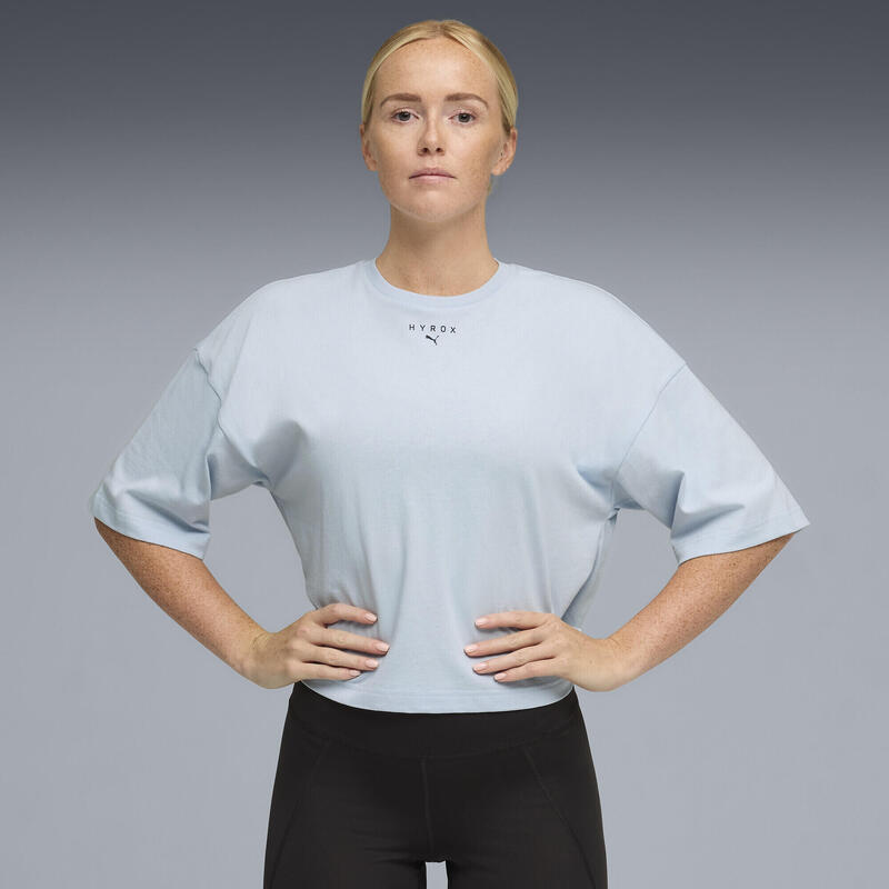 Tricou femei oversized scurt Hyrox, albastru deschis PUMA