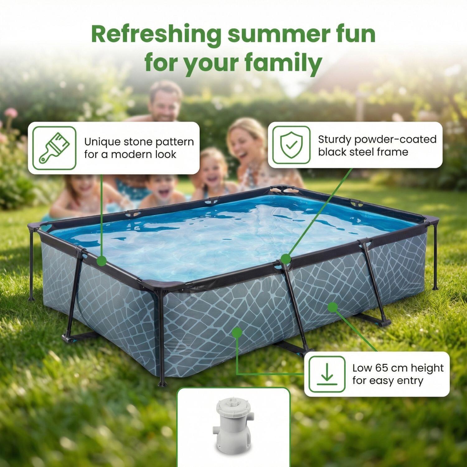 EXIT TOYS Piscina Exit Rectangular - Efecto piedra - 300x200x65 cm -   S252 2/7