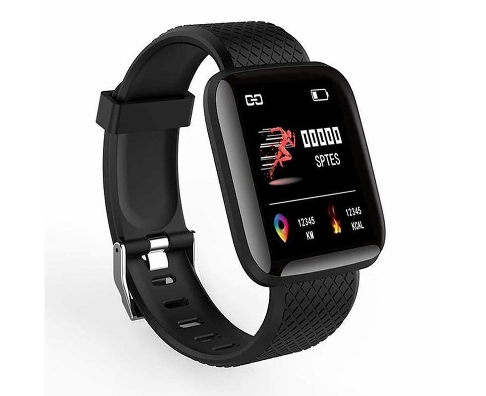 116Plus Android IOS Bluetooth Water Resistant Smart Watch - Black