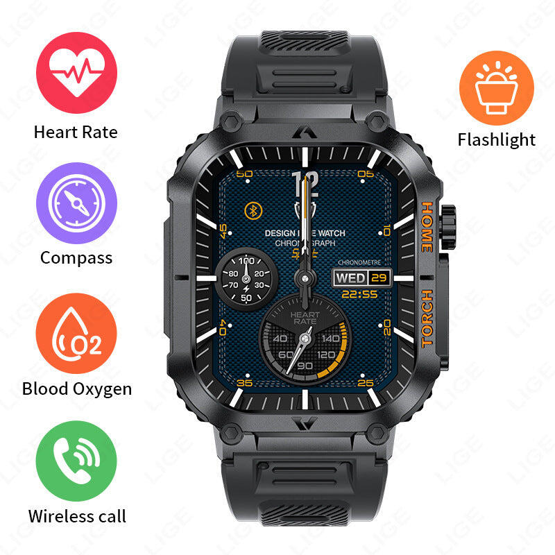 Health Fitness Tracker Smartwatch - Black silicone with black case