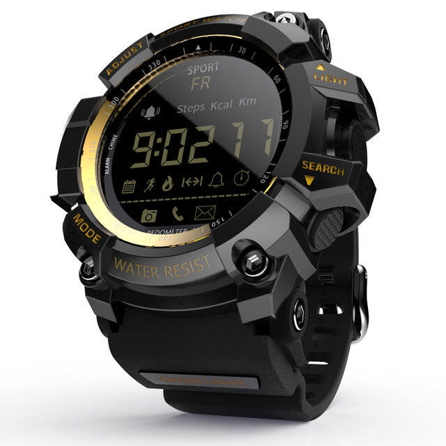 50M Waterproof Rugged Sports Smartwatch - Black with Gold text