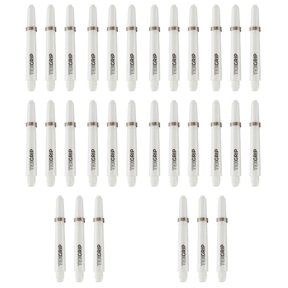 10x 3pc Tex Darts Grip Nylon Dart Shaft Stems Intermediate 35mm White
