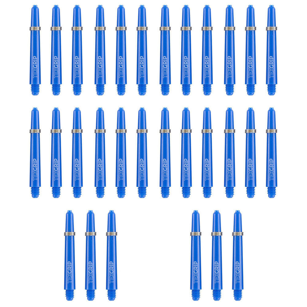 10x 3pc Tex Darts Grip Nylon Dart Shaft Stems Short 30mm Blue