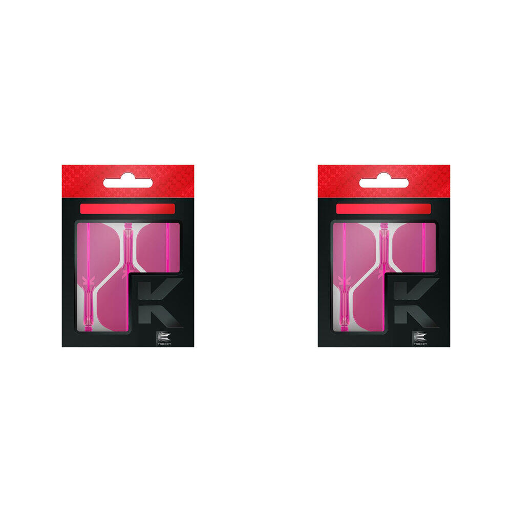 6pc Target K-Flex No 2 Dart Flight & Shaft Short 19mm - Neon Pink