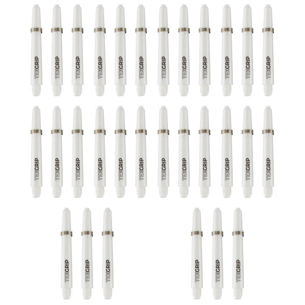 10x 3pc Tex Darts Grip Nylon Dart Shaft Stems Short 30mm White