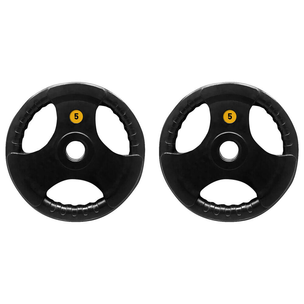 2PK Olympic Rubber Grip Plate Weight Lift Home Gym Exercise 5kg