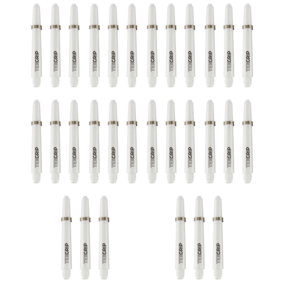 10x 3pc Tex Darts Grip Nylon Dart Shaft Stems Medium 48mm White