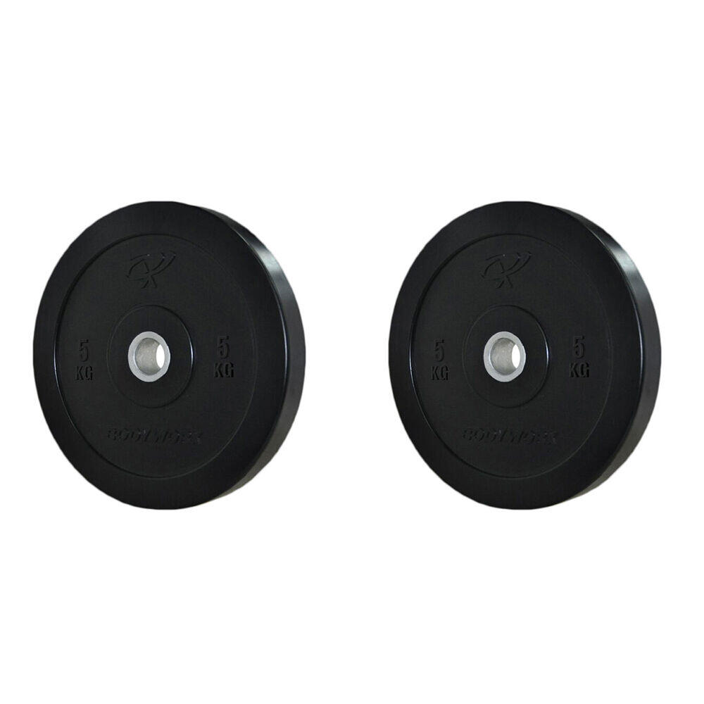 2PK Bumper Plate Weight Lift Home Gym Workout Exercise 5kg Black