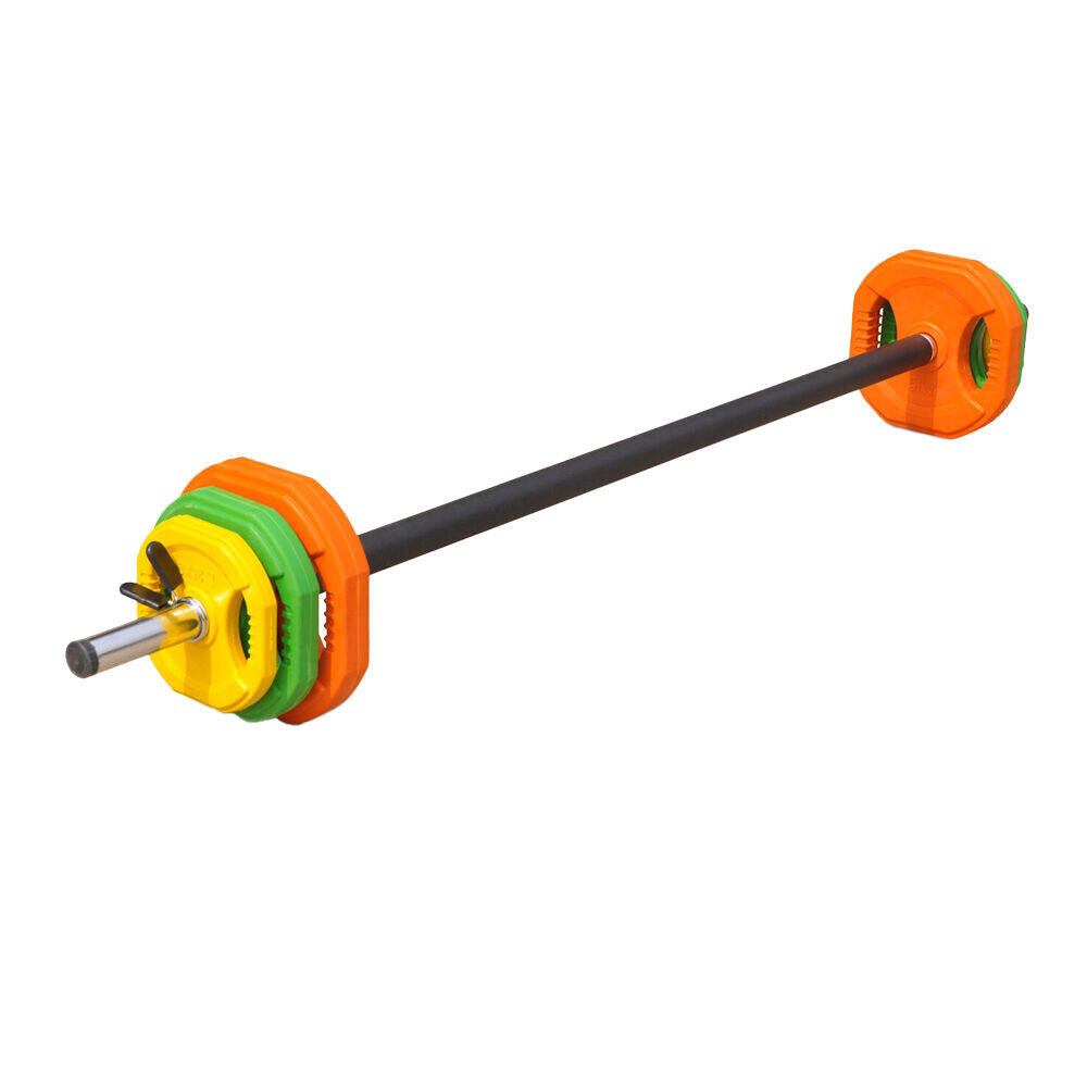 Vinyl Plates Barbell Pump Kit Weightlift Home Gym Workout Exercise 20kg