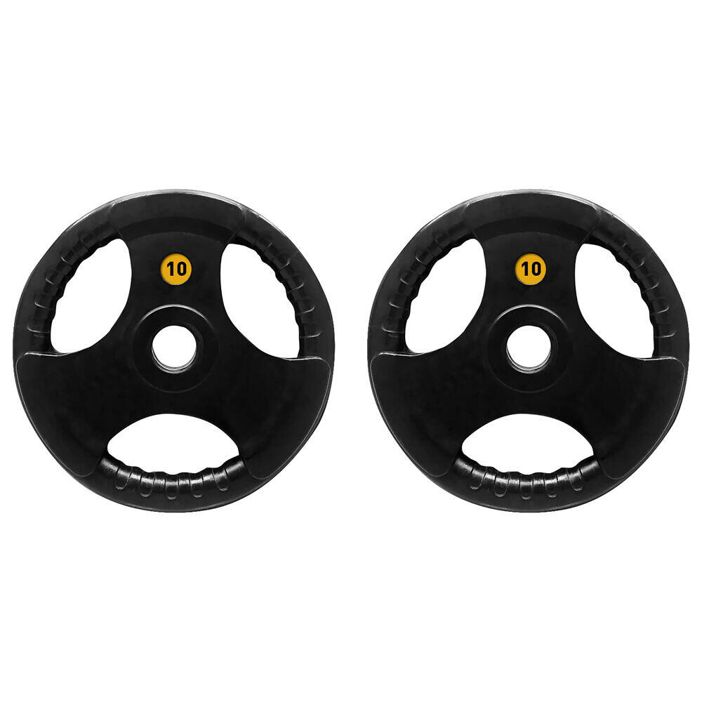 2PK Olympic Rubber Grip Plate Weight Lift Home Gym Exercise 10kg
