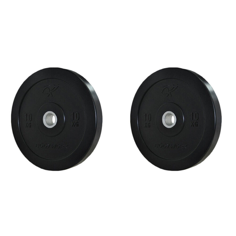 2PK Bumper Plate Weight Lift Home Gym Workout Exercise 10kg Black