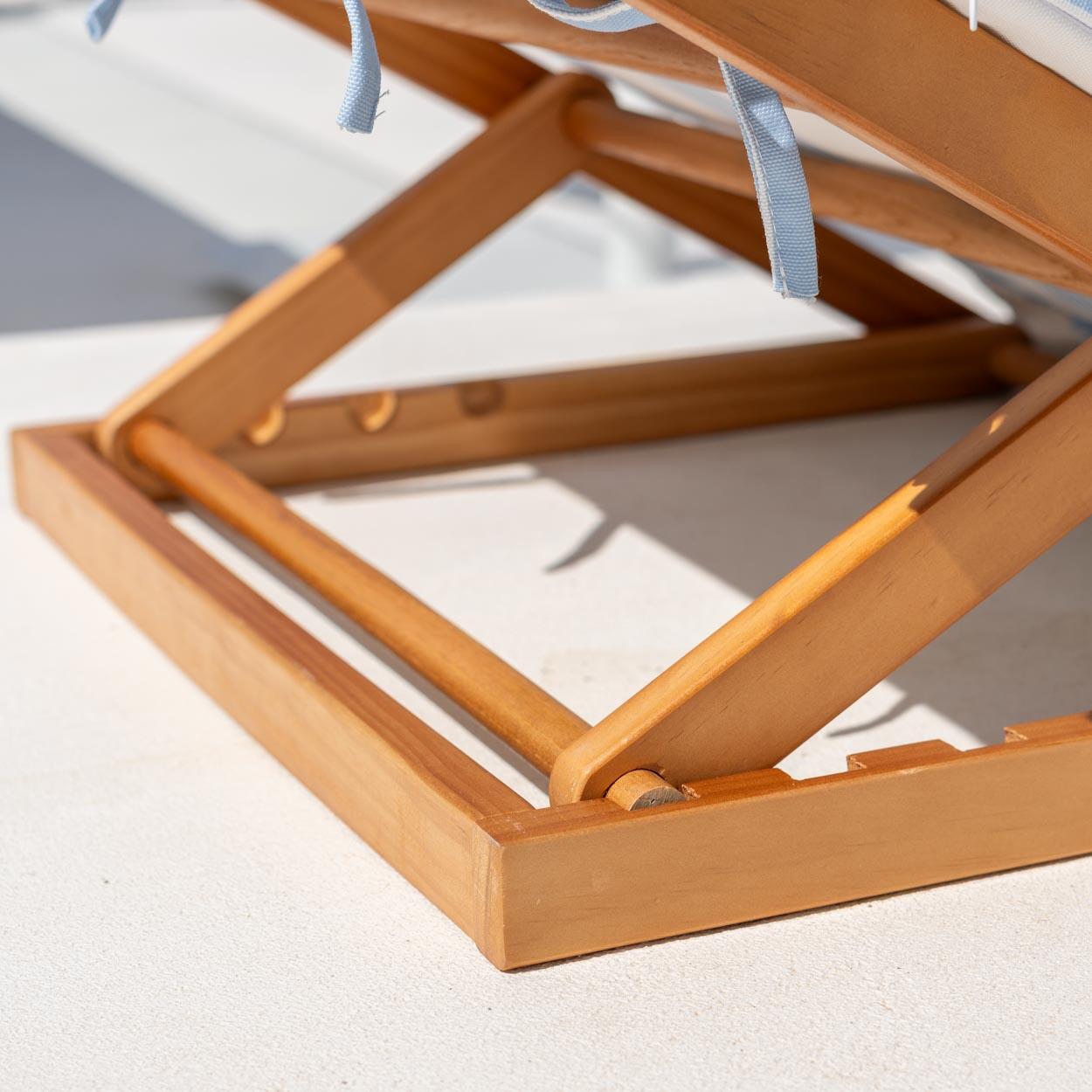 Flamingueo tumbona plegable madera con parasol azul 7/7