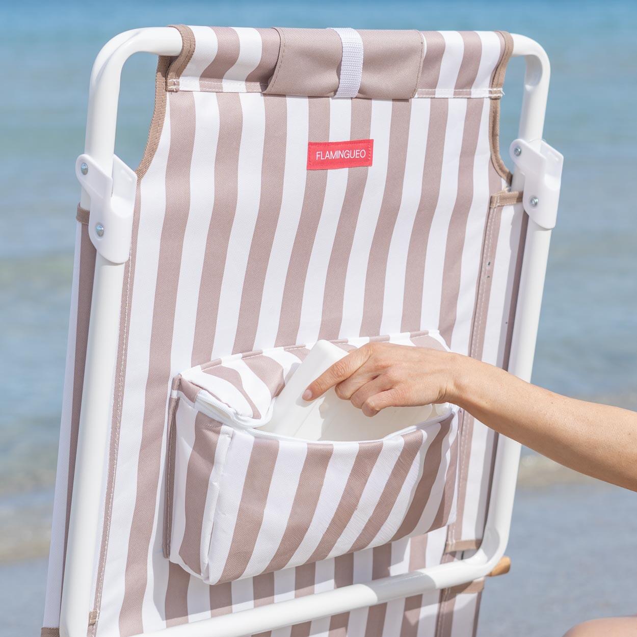 Flamingueo silla playa reclinable 5 posiciones aluminio beige 5/7