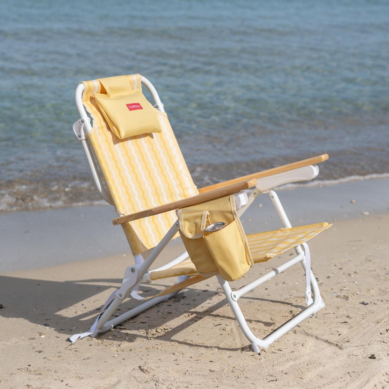 Flamingueo silla playa reclinable 5 posiciones aluminio amarillo 2/7