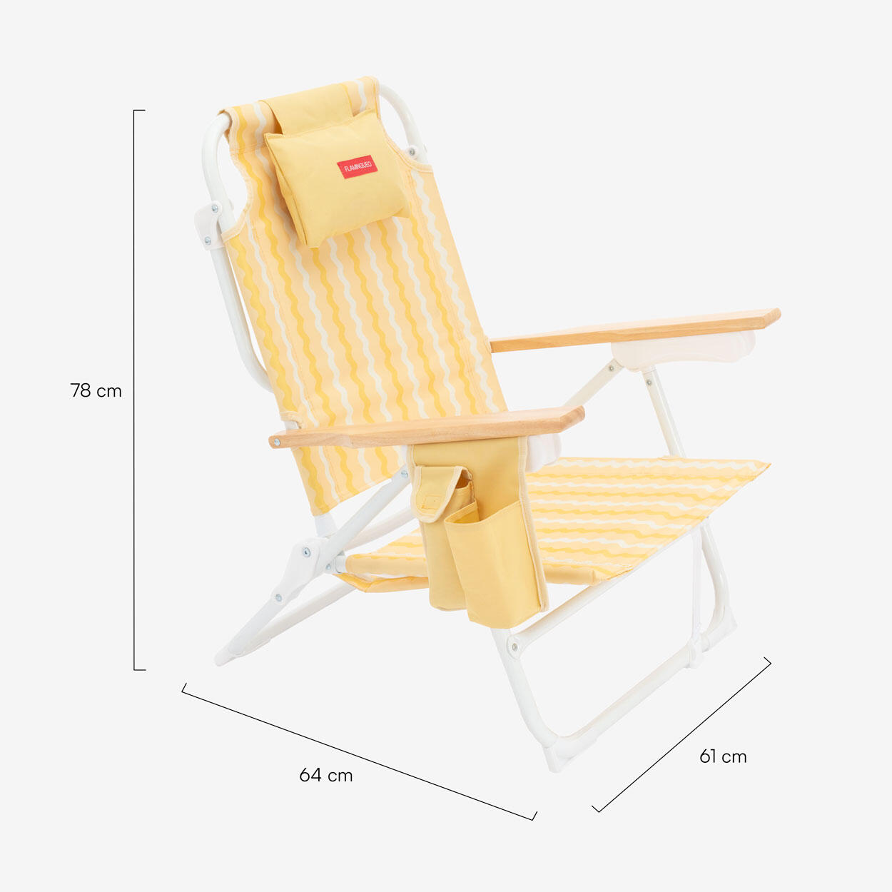 Flamingueo silla playa reclinable 5 posiciones aluminio amarillo 7/7