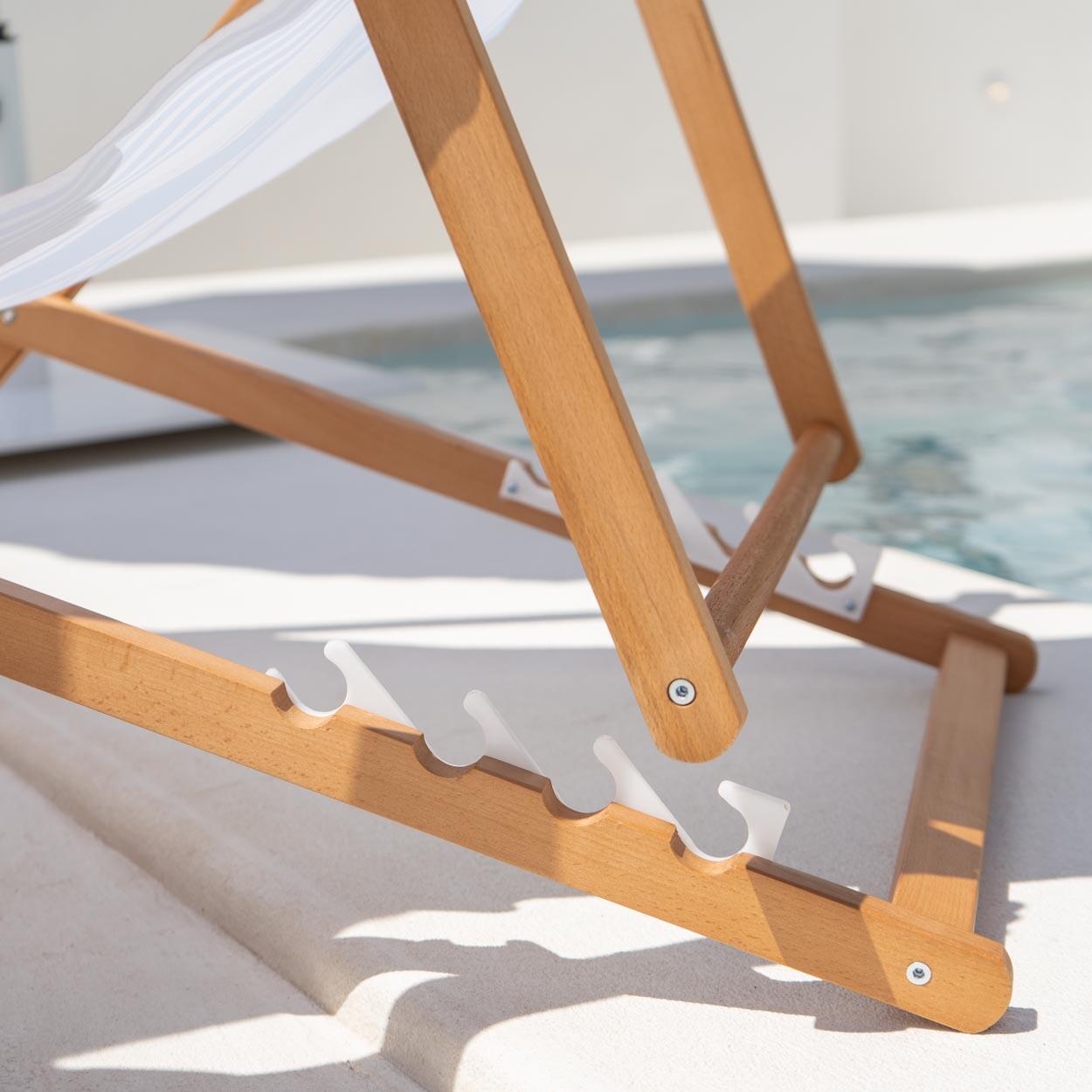 Flamingueo silla playa madera reclinable azul 5/7