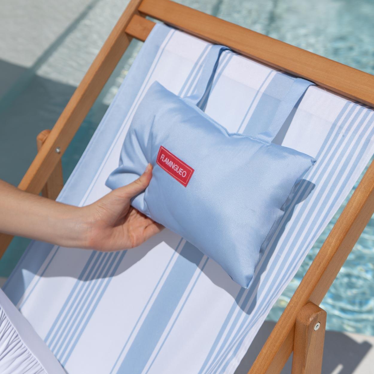 Flamingueo silla playa madera reclinable azul 4/7