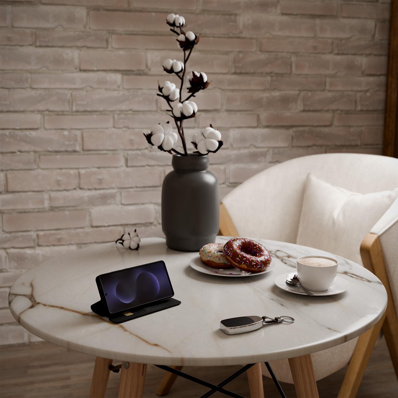 Custodia a libro con supporto stand e superficie soft touch per Samsung S26 7/7