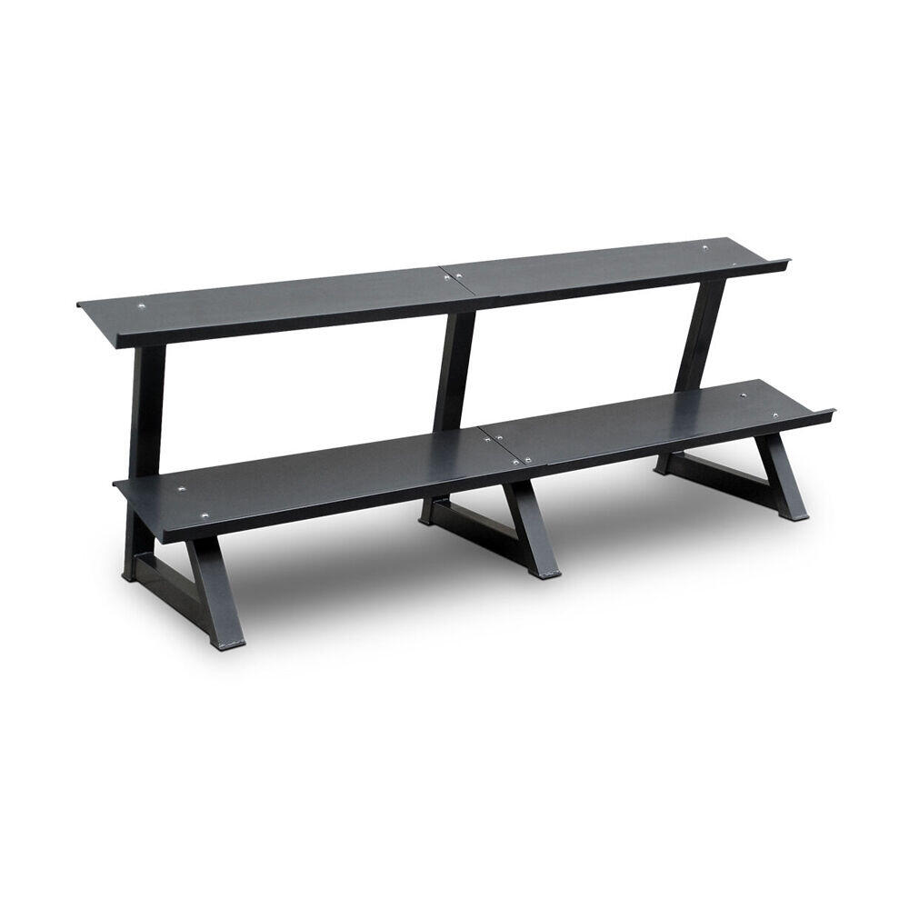 2-Tier Flat Tray Dumbell Rack 4-Tray Stand Home Gym Storage 220x80cm