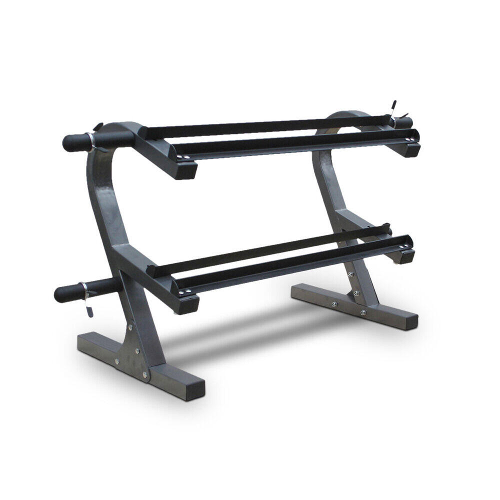 2-Tier Adjustable Dumbell Rack w/ Pegs Home Gym Storage 155x81cm