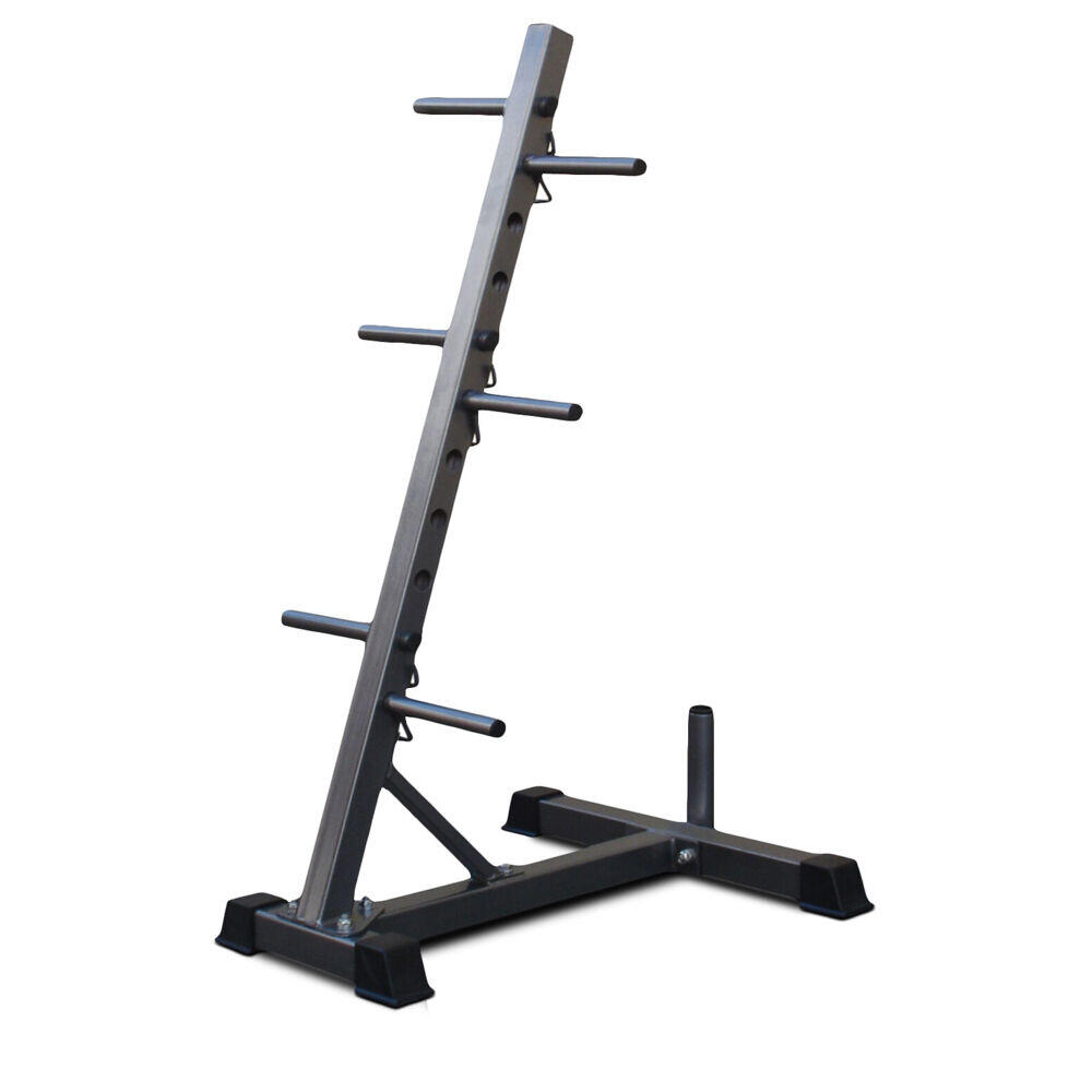 Standard Weight Plate Tree Rack w/ Bar Holder Home Gym Storage 73x113cm